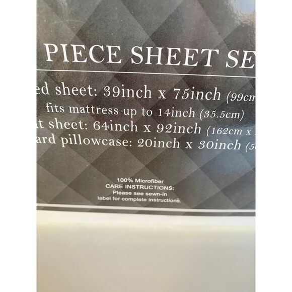 Evoke Home Awake To Inspiration Grey Twin 3 piece Size Sheet Set  Microfiber GEO - Picture 5 of 9